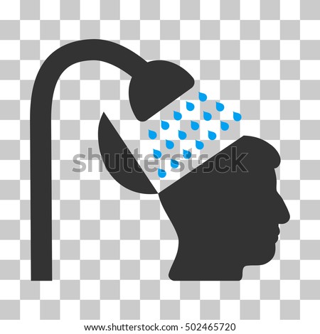 Blue And Gray Open Mind Shower interface toolbar pictogram. Vector pictograph style is a flat bicolor symbol on chess transparent background.
