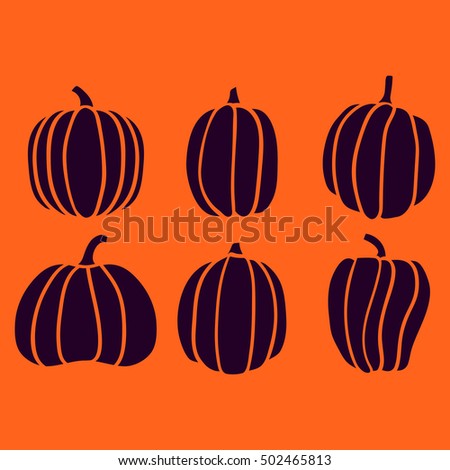 Autumn collection of pumpkin, orange halloween pumpkin set, EPS 8