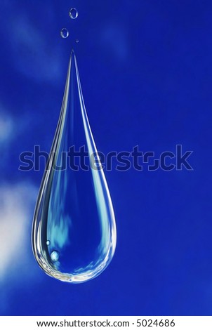 water drop on blue sky