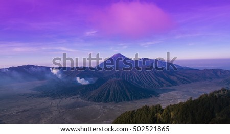 Mount Bromo volcano, the magnificent view of Mt. Bromo located in Bromo Tengger Semeru National Park, East Java, Indonesia.