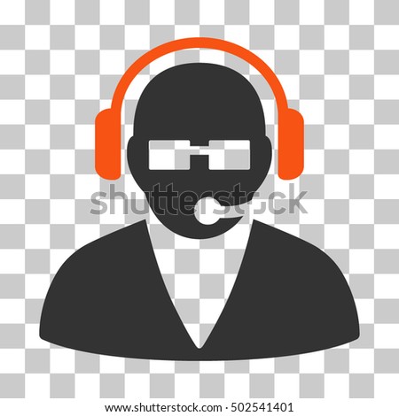 Orange And Gray Support Operator interface pictogram. Vector pictogram style is a flat bicolor symbol on chess transparent background.
