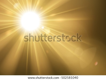 Sun lights shining with lens flare on clipping mask vector illustration