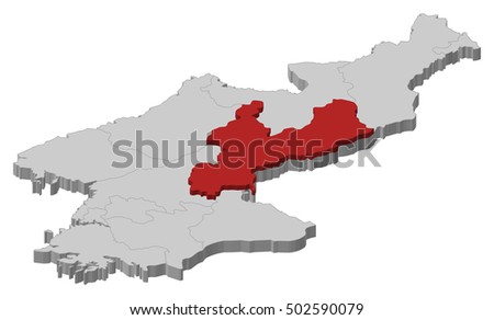 Map - North Korea, South Hamgyong - 3D-Illustration