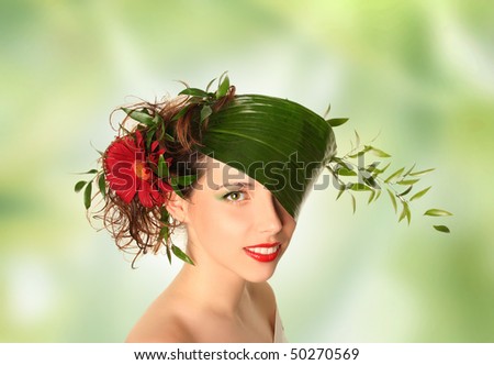 beautiful spring-woman on white background
