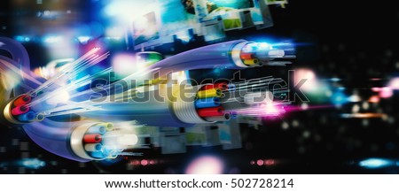 Connection with the optical fiber Royalty-Free Stock Photo #502728214