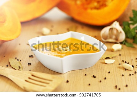 Picture showing pumpkin creamy soup