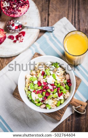 Wholefood salad, clean eating and diet, weightloss concept Royalty-Free Stock Photo #502764604