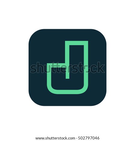 Letter J vector, logo. Useful as branding symbol, corporate identity, alphabet element, square app icon, clip art and illustration.