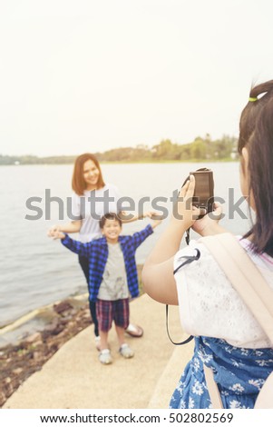 child learning use camera. - photography