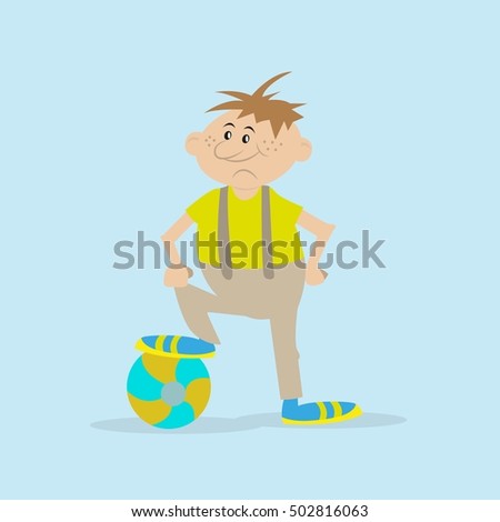 the boy with the ball. vector illustration of cartoon