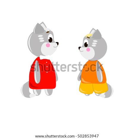 Two cute cartoon Cats on a white background, can be used for wallpaper, design, card, invitation.