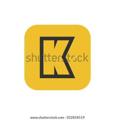 Letter K vector, logo. Useful as branding symbol, corporate identity, alphabet element, square app icon, clip art and illustration.
