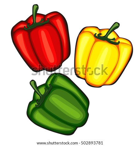 Three bell peppers on a white background