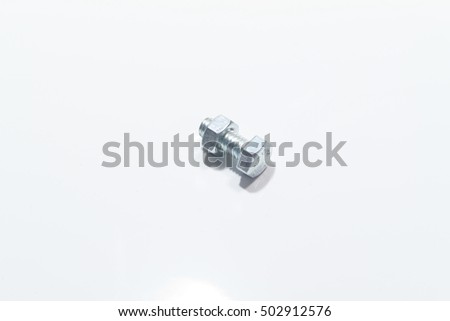 Bolt with nut isolated on white background