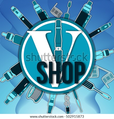 Vape shop badge, logo or symbol design concept. , electronic cigarettes store.