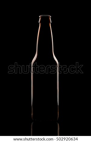Silhouette of open beer bottles with highlighted edges on a black background