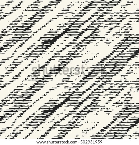 Abstract diagonal irregular noisy strokes textured background. Seamless pattern.