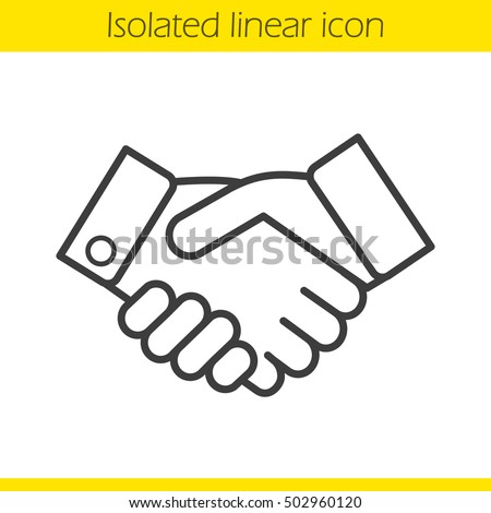 Handshake linear icon. Partnership thin line illustration. Business agreement contour symbol. Vector isolated outline drawing