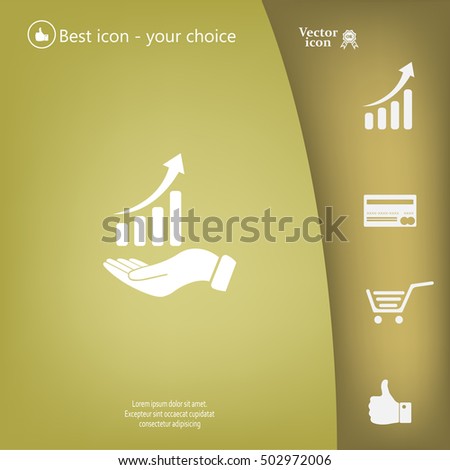 Infographic with hand, chart icon, vector illustration
