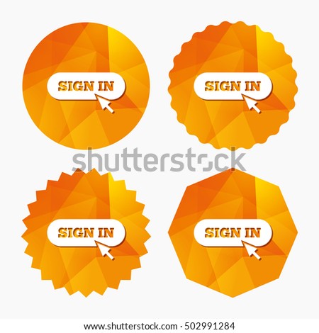 Sign in with cursor pointer icon. Login symbol.
