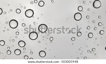 Abstract of close up rain drops on glass
