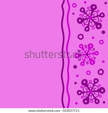 Vertical isolated watercolor snowflakes on violet background. Symbol of winter. Beautiful decoration with place for your text. Hand-drawn vector illustration of isolated stylized snowflakes.