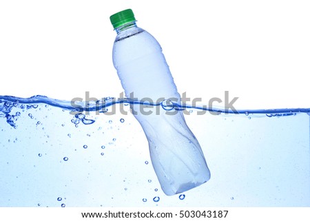 Clear water waves. bottle of water isolated on white background