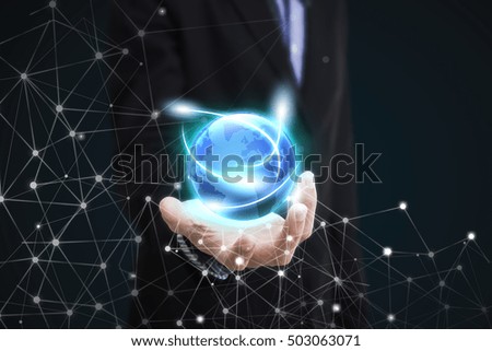 business hand holding globe earth concept business social, networking. Elements of this image furnished by NASA