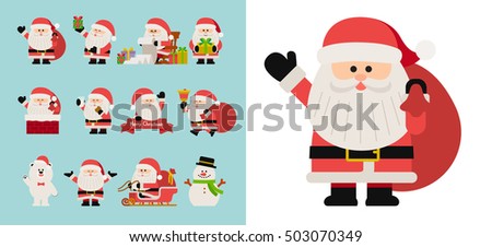 vector illustration - Christmas Character set of santa claus. 