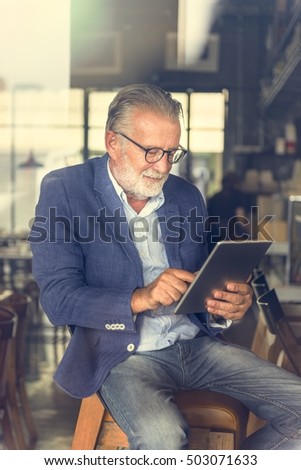 Senior Man Hangout Drinking Alcohol Night Club Concept
