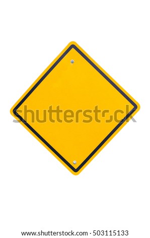 blank yellow traffic on white isolated background. Clipping path