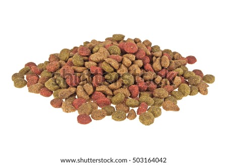 Dry cat food isolated on white background