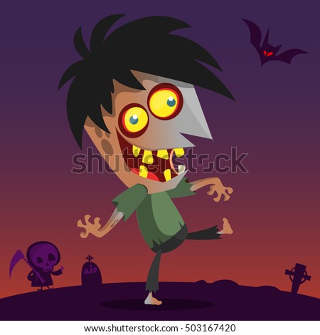 Cartoon Zombie. Halloween vector illustration