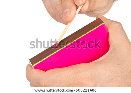 Hand with matches isolated on white background