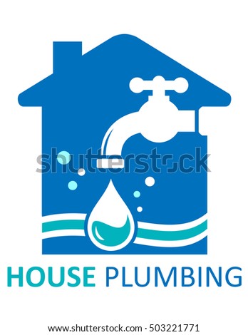 blue house plumbing concept symbol for pure water for home