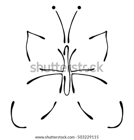 Vector black and white  illustration of insect. Butterfly isolated on the white background. Hand drawn contour lines and strokes. Decorative logo, icon, sign. Graphic vector illustration. 