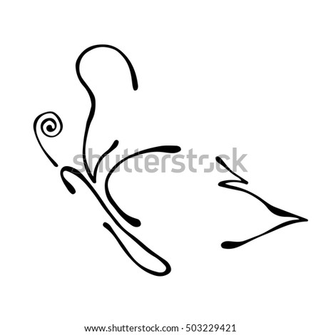 Vector black and white  illustration of insect. Butterfly isolated on the white background. Hand drawn contour lines and strokes. Decorative logo, icon, sign. Graphic vector illustration. 