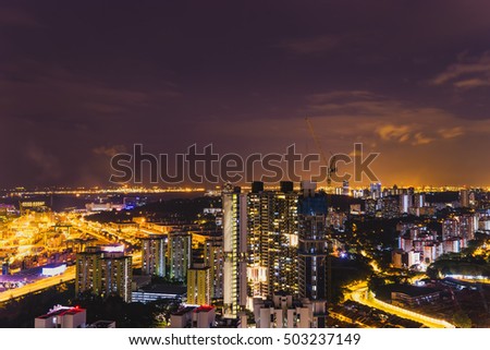 night cityscape of light with twilight time and industry area - can use to display or montage on product