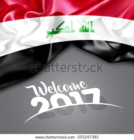 Welcome 2017 Iraq Flag on Texture background