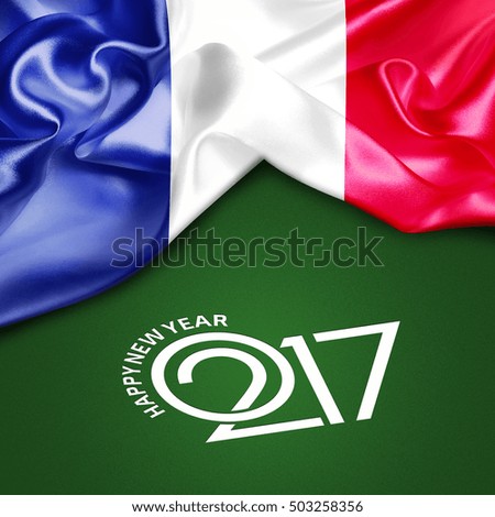 Happy New year 2017 green  Abstract Flag background France flag          