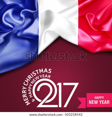 Merry Christmas and Happy new year 2017 banner background France fla
