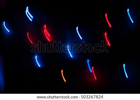 Colorful Lights, Color Traces, Night Party. Black Background
