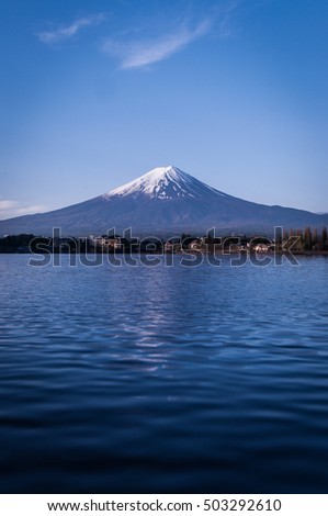 Mount Fuji at Kawakuchigo Lake, Japan in vertical