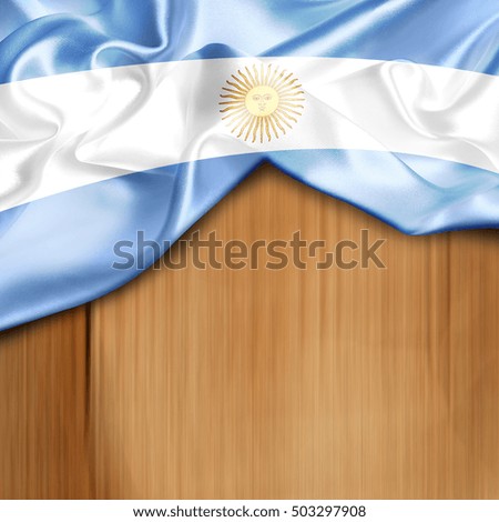 Argentina Country Flag on Wood background