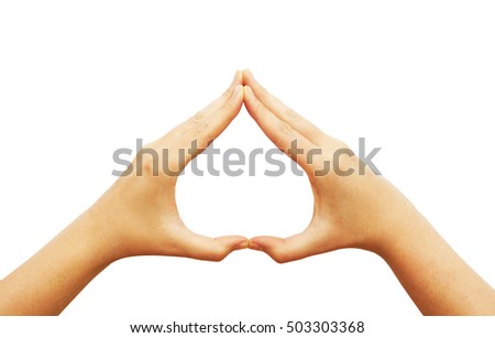 Hands making heart shape isolated on white background. Love heart symbol. Heart shaped human hands.