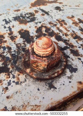 Rusty Old Industrial Screw Nut and Bolt