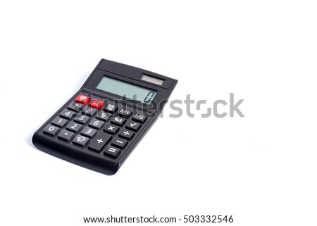 Used black calculator on white background