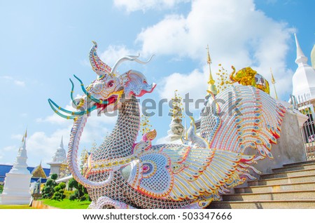 statue at new temple in chiangmai thailand