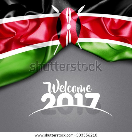 Welcome 2017 creative typography Kenya Flag on Texture background