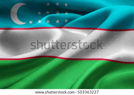 Image of the flag of Uzbekistan waving in the wind
